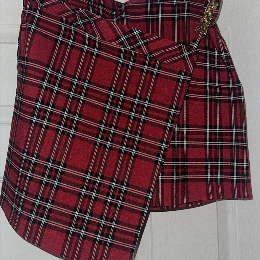 Joe Benbasset Red Asymmetrical Wrap Mini Skirt